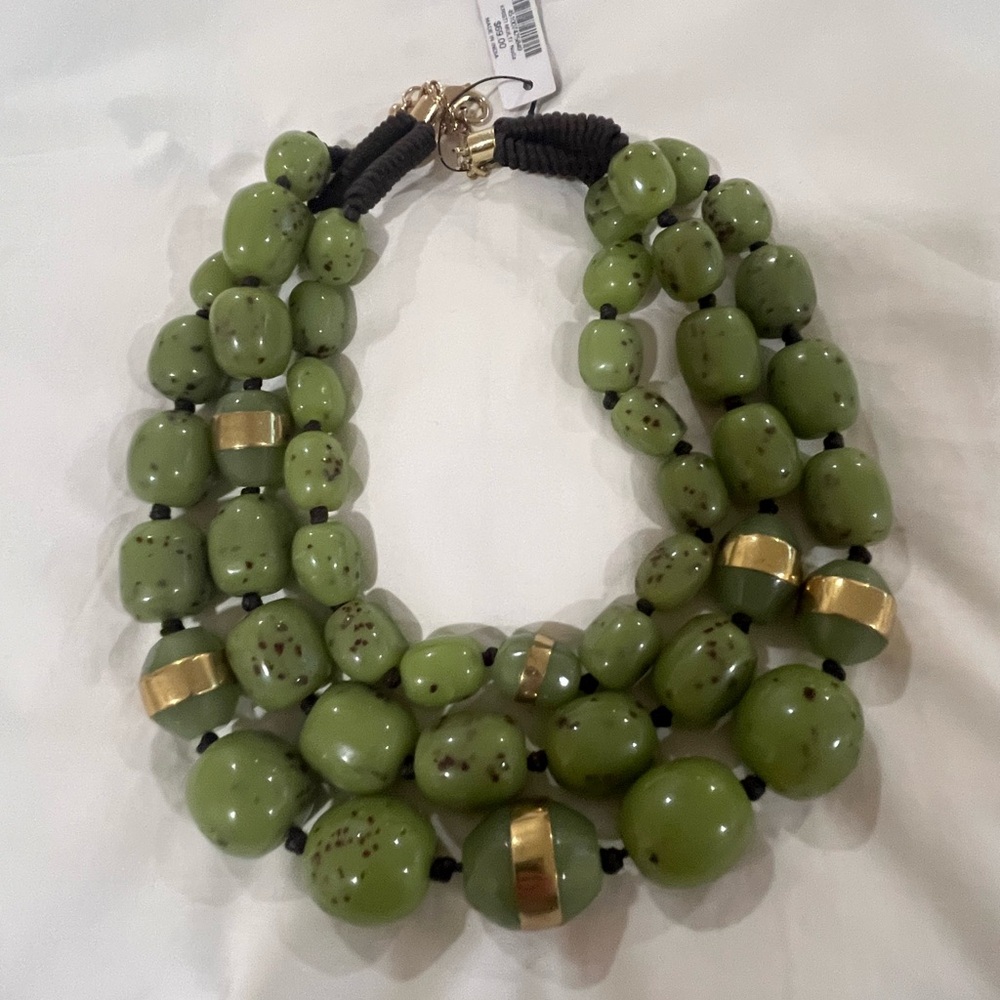 Chico's Green and Gold Multi-Strand Necklace
